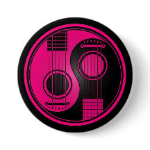 Rosa och svart akustiska gitarrer Yin Yang