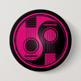 Rosa och svart akustiska gitarrer Yin Yang Knapp