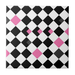 Rosa och svart argyle belägger med tegel kakelplatta