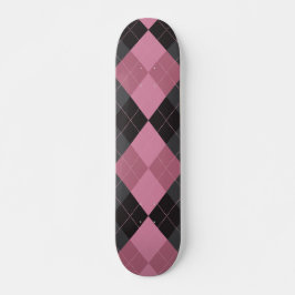 Rosa och svart argyle mini skateboard bräda 18,5 cm