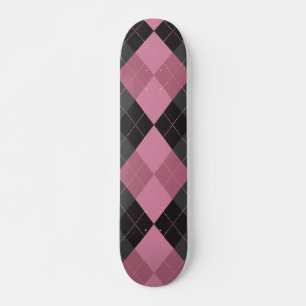 Rosa och svart argyle mini skateboard bräda 18,5 cm