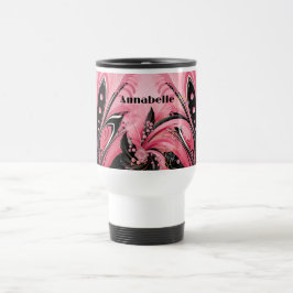 Rosa och svart Art Deco Plume Mugg