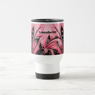 Rosa och svart Art Deco Plume Mugg