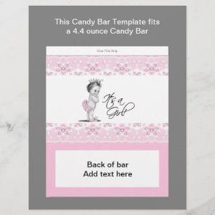 Rosa och svart baby shower godispappersomslag reklamblad