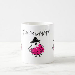 Rosa och svart barn, kräk chick teckning kaffemugg
