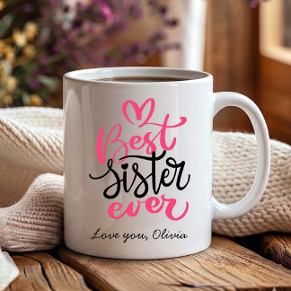 Rosa och svart bästa syster någonsin kaffemugg