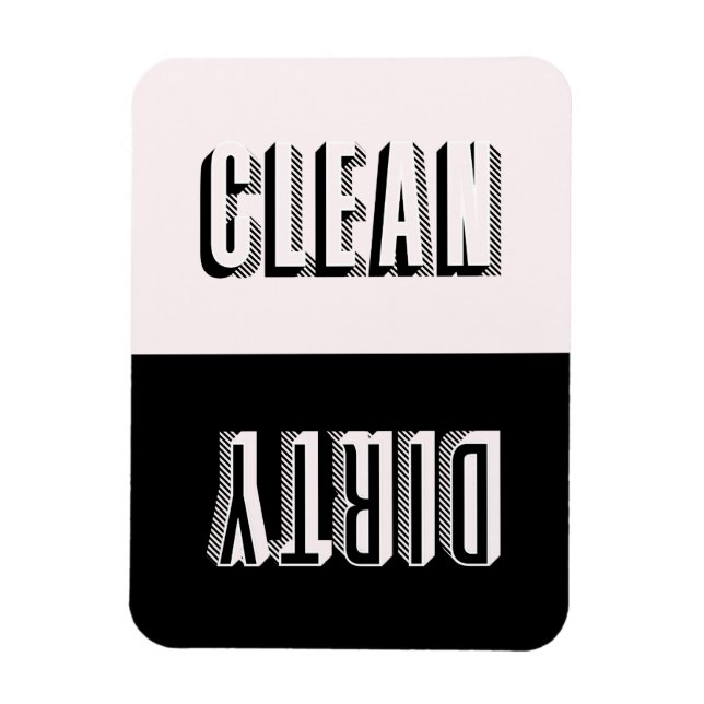 Rosa och svart Block Modern Typography Dishwasher Magnet (Vertikal)