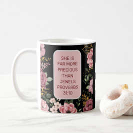 Rosa och svart blomma Ordspråksboken 31 Kaffemugg