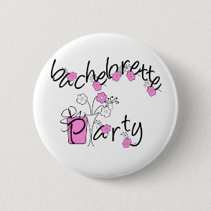 Rosa och svart blommaBachelorette party Knapp