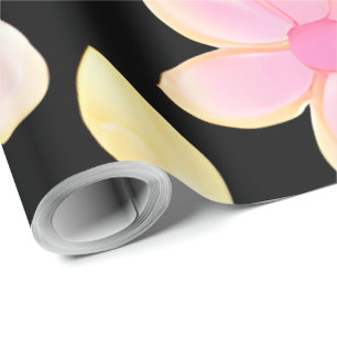Rosa och svart blomman Mönster Presentpapper