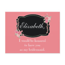 Rosa och svart Blommigt Bridesmaid Frieri