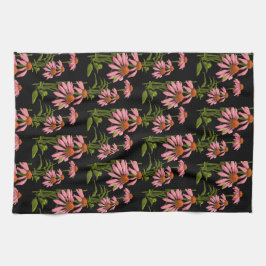 rosa och svart blommigt kökshandduk