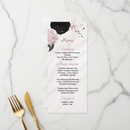 rosa och svart blommigten bröllop meny
