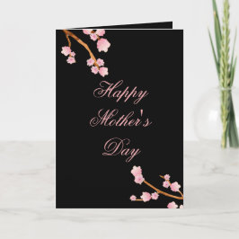 Rosa och svart Blommigten Lycklig Mors dag Kort