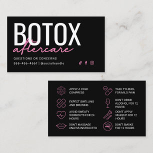 rosa och svart Botox-efterföljningskort Visitkort