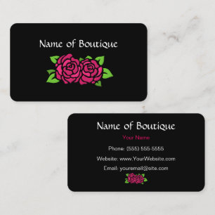 Rosa och svart boutique med rosor visitkort