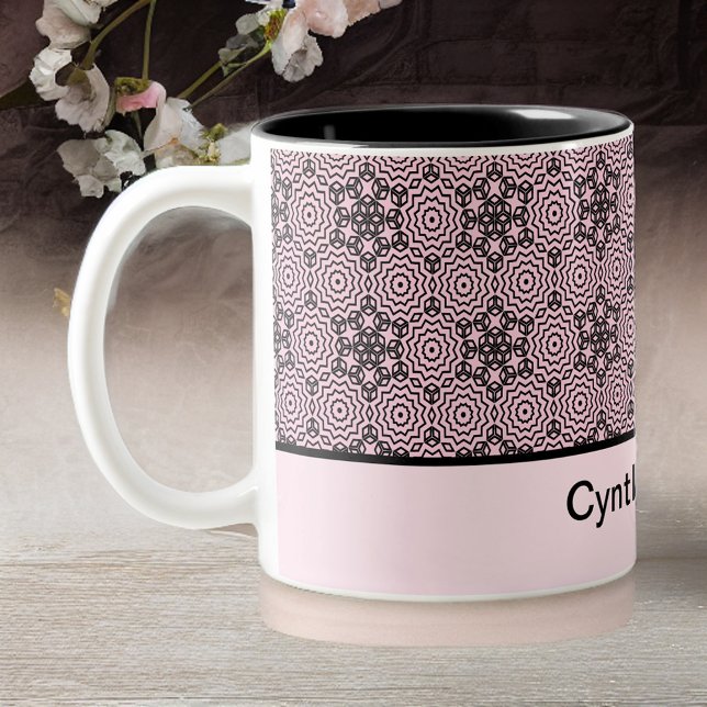Rosa och svart box Mandala-grafik, två tonergrafik Två-Tonad Mugg (Skapare uppladdad)