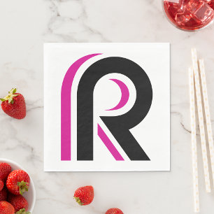 ROSA OCH SVART BREV R PAPPERSSERVETT