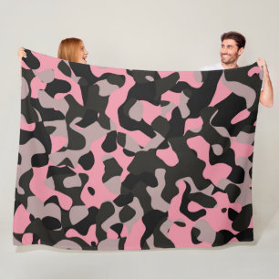 Rosa och svart Camo Fleecefilt