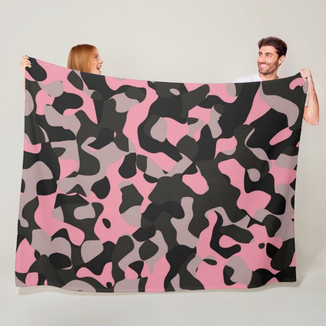 Rosa och svart Camo Fleecefilt (På plats)