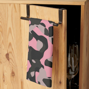 Rosa och svart Camo Kökshandduk