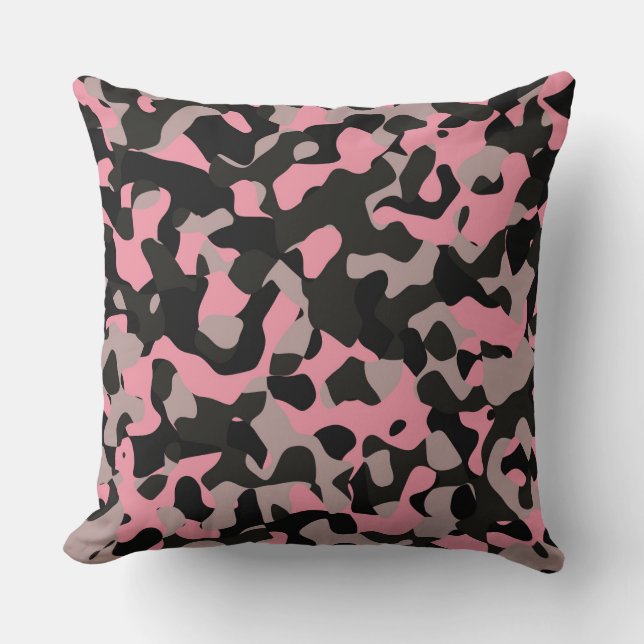 Rosa och svart Camo Kudde (Framsida)