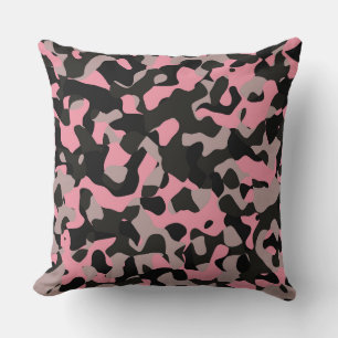 Rosa och svart Camo Kudde
