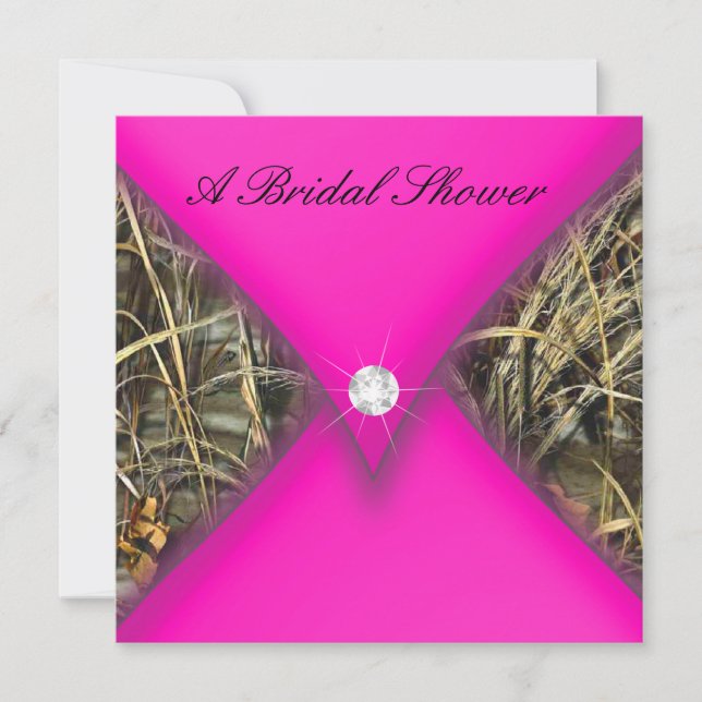 Rosa och svart Camo möhippa Inbjudningar (Framsida)