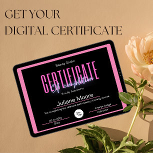Rosa och svart certifikat för färdigställande poster
