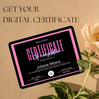 Rosa och svart certifikat för färdigställande poster