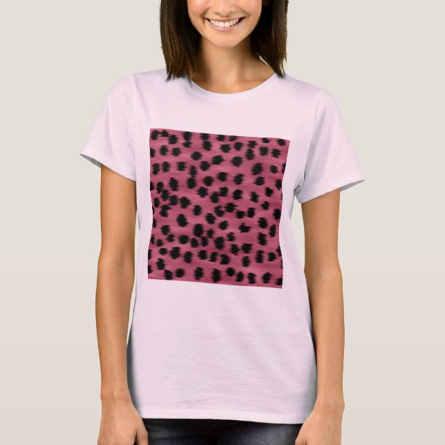 Rosa och svart Cheetahtryckmodell T Shirt (Framsida)