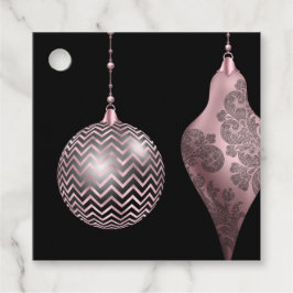  Rosa och svart Chevron- och Damaskjul Gåvor Etiketter