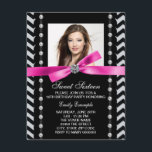 Rosa och svart Chevron Sweet 16 Födelsedagsfest Inbjudningar<br><div class="desc">Elegant Black and rosa Chevron-foto sweet sixteen födelsedagsfest inbjudan. Den här elegantens rosa och svart chevron födelsedagsfest inbjudan är enkelt att anpassa för din händelse genom att lägga till information om foton och händelser, typsnitt stil, typsnitt storlek & färg och text. Observera att alla de klistermärken, kort och inbjudningssymboler som...</div>