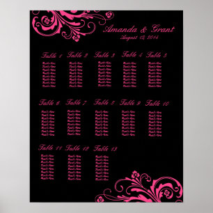 Rosa och svart Chic, färdigt sittplatsdiagram Poster