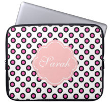 rosa och svart cirkeln polka dots monogram