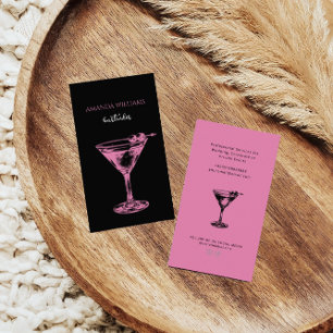 Rosa och svart Cocktail Professionell Bartender Visitkort
