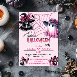 Rosa och svart Coquette Halloween Inbjudningar