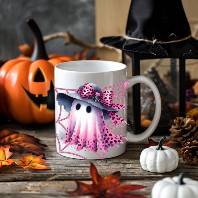 Rosa och svart Coquette Halloween Kaffemugg (Skapare uppladdad)