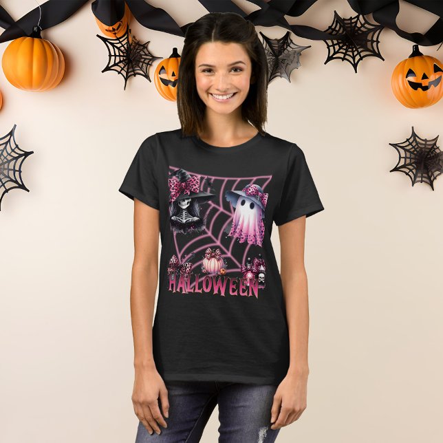 Rosa och svart Coquette Halloween T Shirt (Skapare uppladdad)