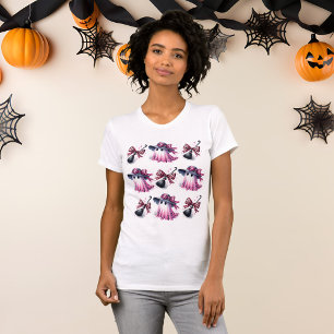 Rosa och svart Coquette Halloween T Shirt