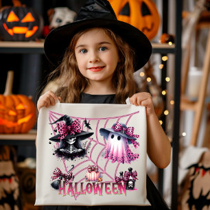 Rosa och svart Coquette Halloween Tygkasse