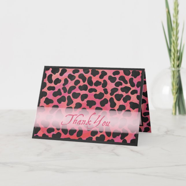 Rosa och svart Dalmatien Mönster Tack Kort (Framsida)