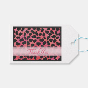 Rosa och svart Dalmatien Mönster Tack Presentetikett