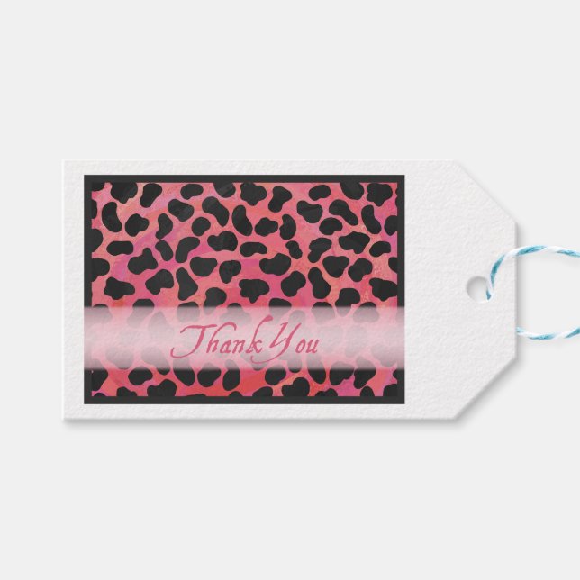 Rosa och svart Dalmatien Mönster Tack Presentetikett (Framsidan (Horisontell))