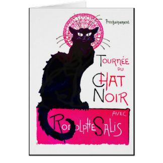 Rosa och svart Deco katt Hälsningskort