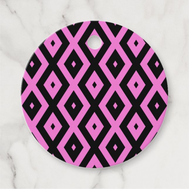 Rosa och svart diamanten mönster gåvor etiketter (Framsida)
