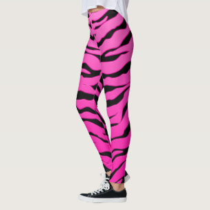 Rosa och svart djura tigerrandar leggings