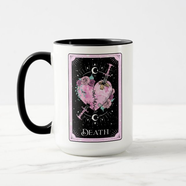 Rosa och svart dödsTarot Card Witchy Celestial Mugg (Vänster)