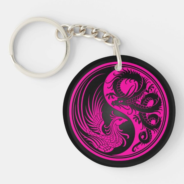 Rosa och svart drake Phoenix Yin Yang (Framsidan)