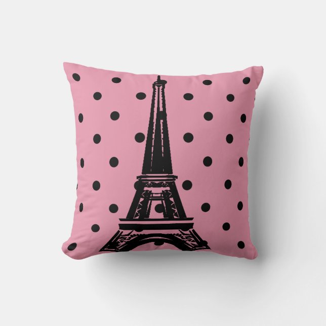 Rosa och svart Eiffel Torn Pillows Kudde (Framsida)